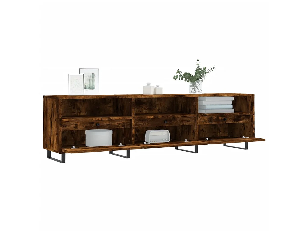 Mueble de TV madera contrachapada roble ahumado 150x30x44,5 cm ES26419