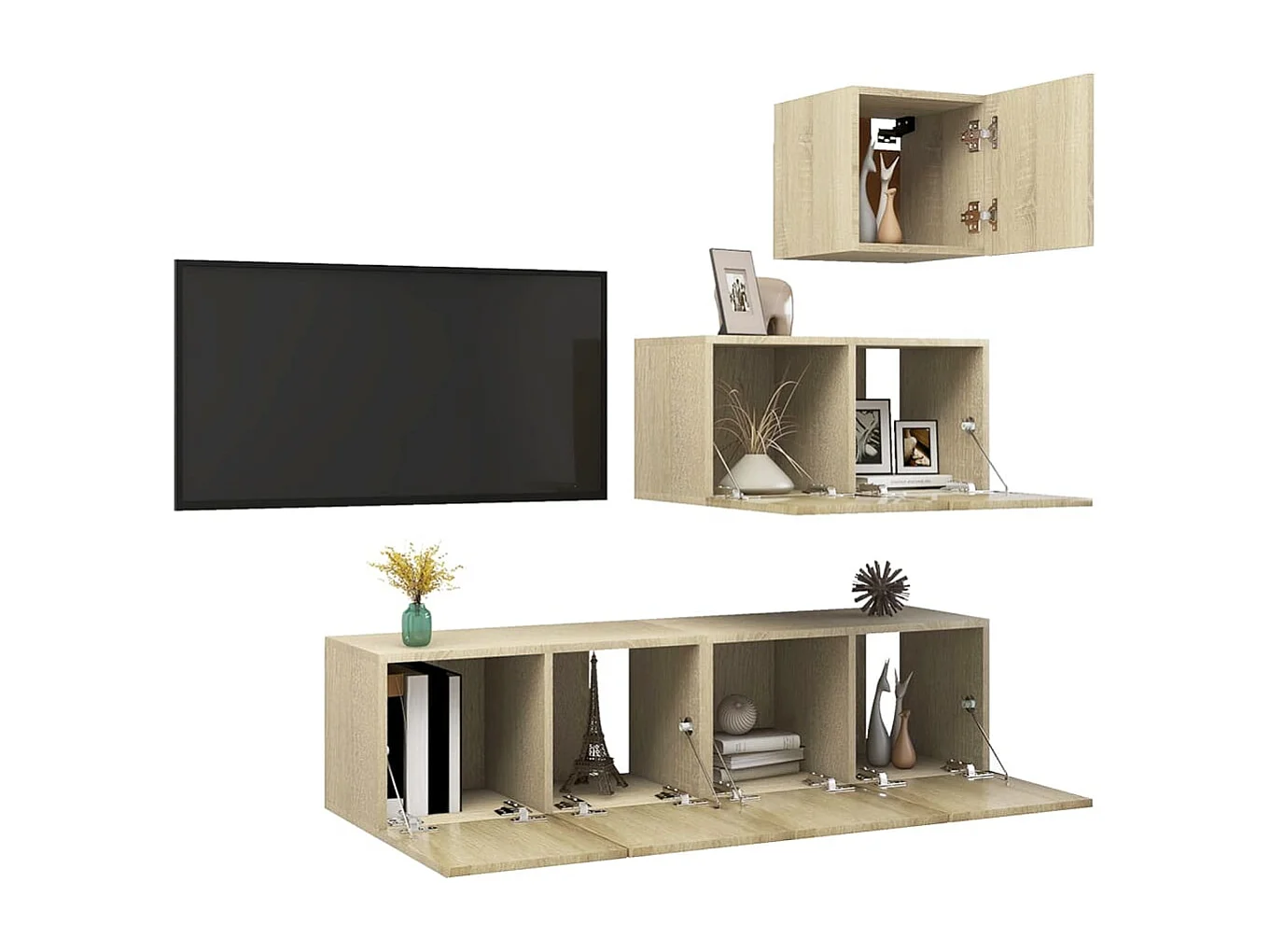 4-delige Tv-meubelset bewerkt hout sonoma eikenkleurig NL54611