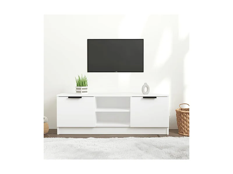 Mueble de TV madera contrachapada blanco 102x35x36,5 cm ES32035