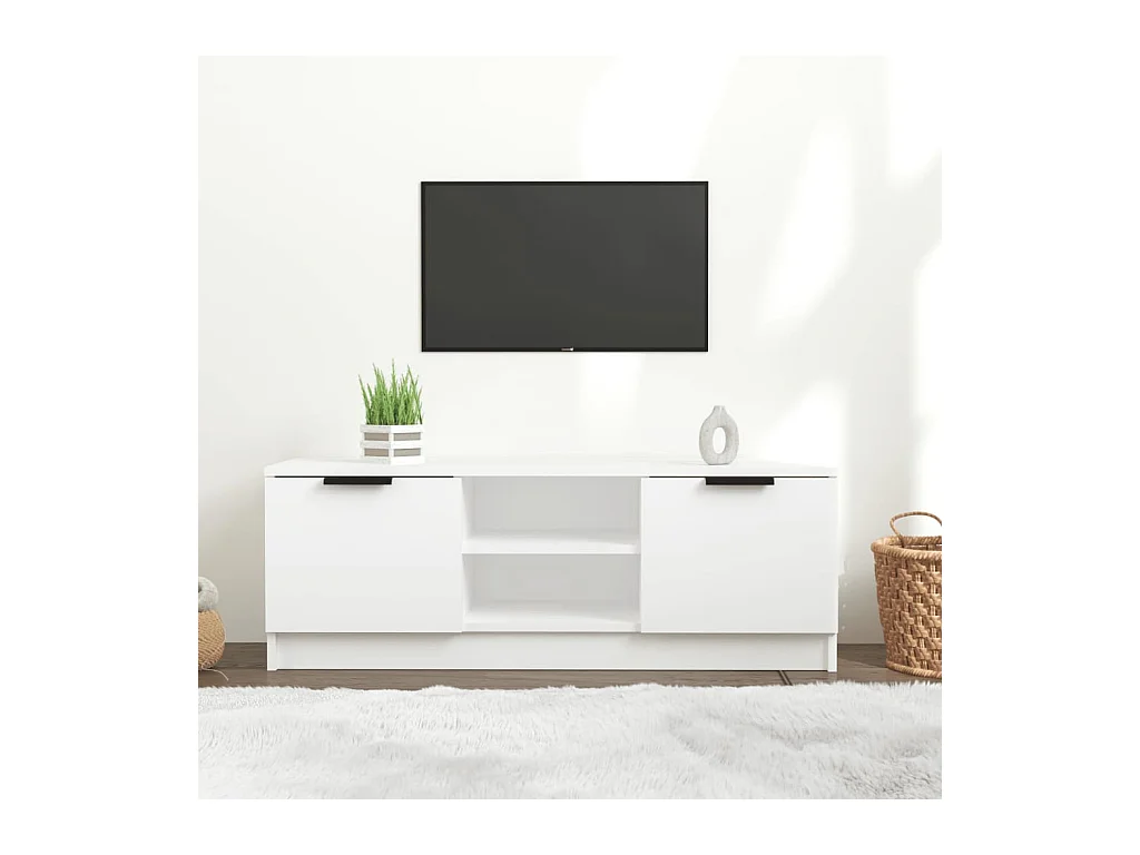 Meuble TV Blanc 102x35x36,5 cm Bois d'ingénierie BE63293