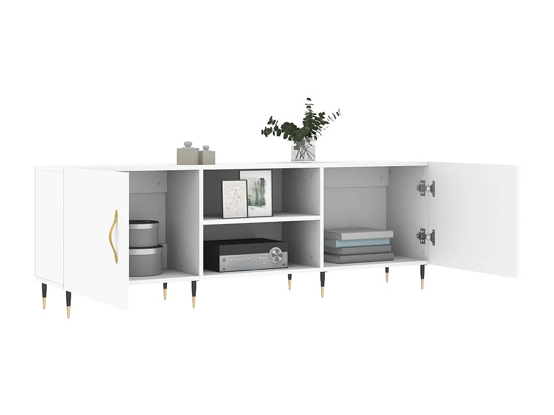 Meuble TV blanc 150x30x50 cm bois d'ingénierie BE96086