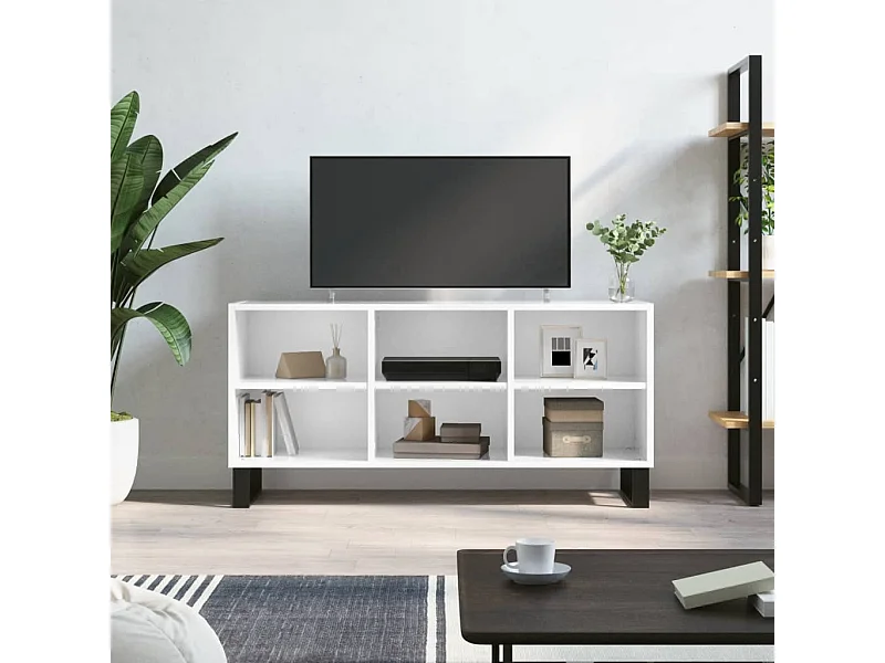 Mueble de TV madera de ingeniería blanco brillo 103,5x30x50 cm ES85819