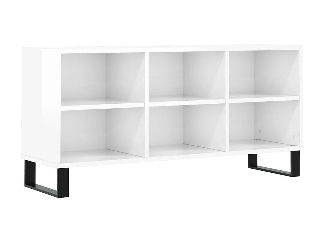 Meuble TV blanc brillant 103,5x30x50 cm bois d'ingénierie BE10378