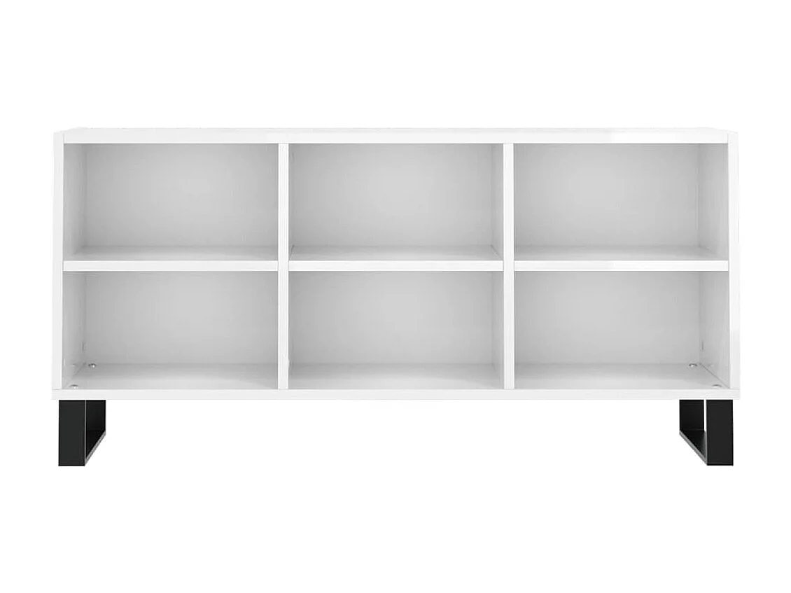 Meuble TV blanc brillant 103,5x30x50 cm bois d'ingénierie BE10378