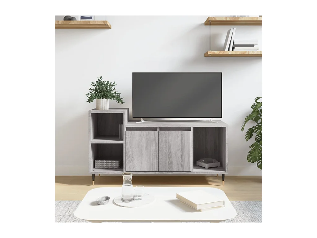 Tv-meubel 100x35x55 cm bewerkt hout grijs sonoma eikenkleurig NL427097