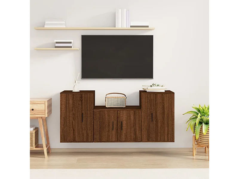 Ensemble de meubles TV 3 pcs Chêne marron Bois d'ingénierie BE24759