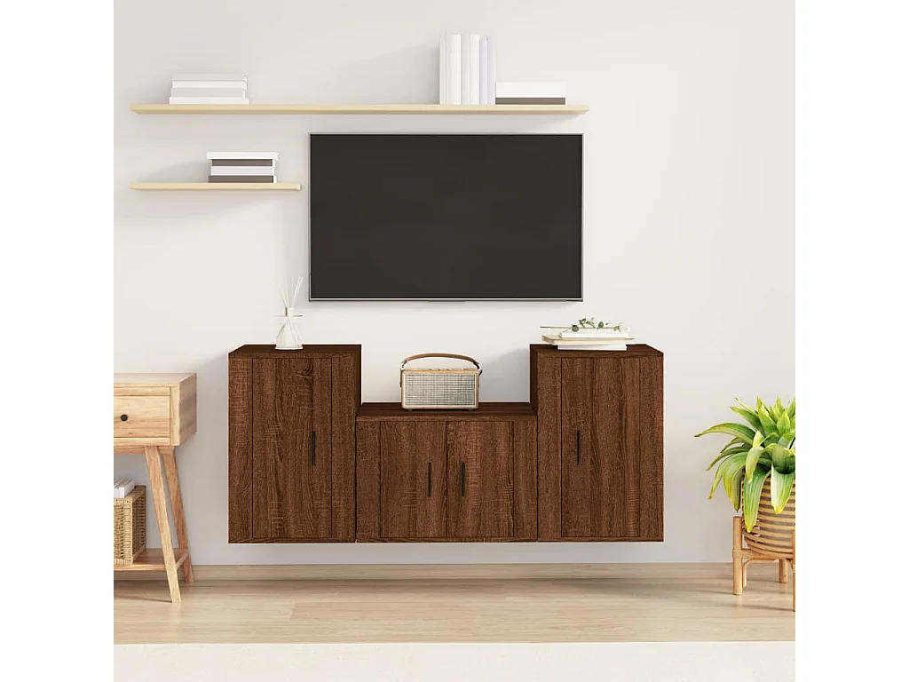 Ensemble de meubles TV 3 pcs Chêne marron Bois d'ingénierie BE24759