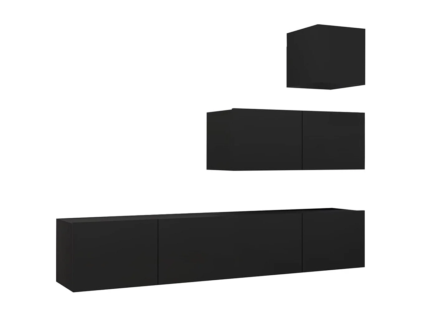 Meubles TV 4 pcs Noir Aggloméré BE63771