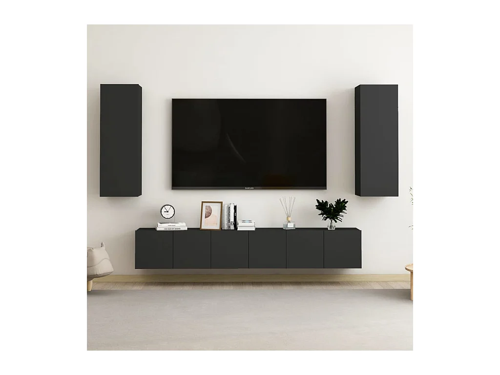 5-delige Tv-meubelset bewerkt hout zwart NL578940