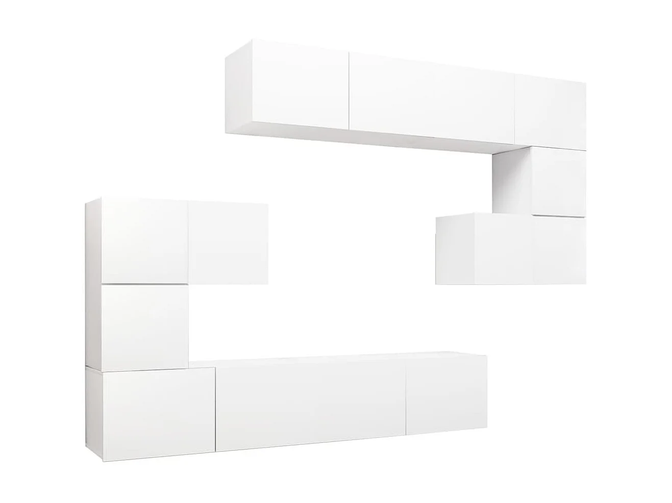 8 pcs conjunto de móveis de TV derivados de madeira branco PT381707