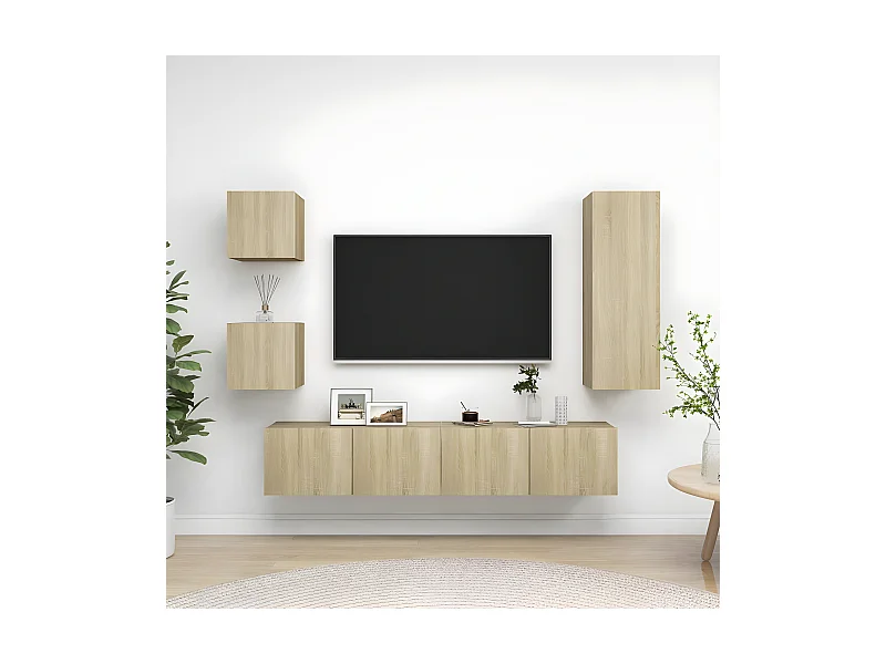 5-tlg. TV-Schrank-Set,TV-Möbels Sonoma-Eiche Holzwerkstoff -gkd72785