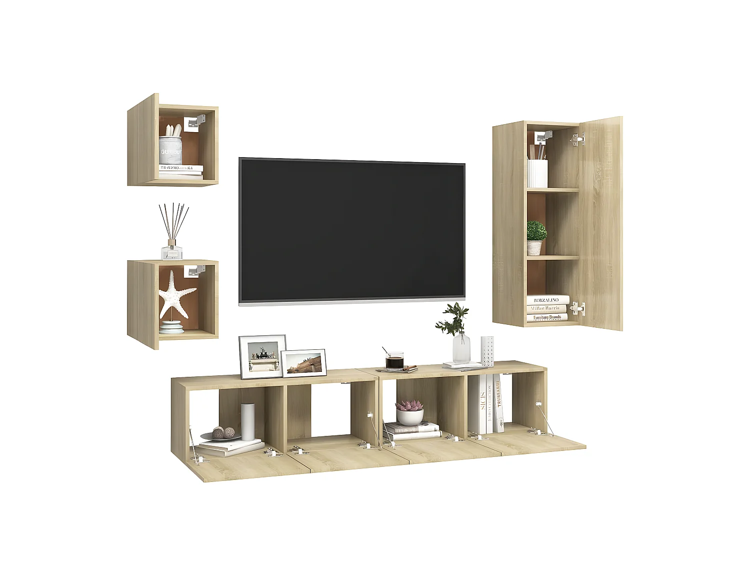 5-tlg. TV-Schrank-Set,TV-Möbels Sonoma-Eiche Holzwerkstoff -gkd72785