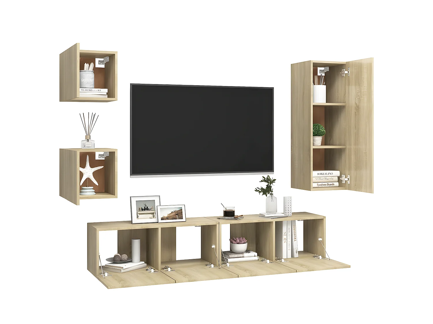 Ensemble de meuble TV 5 pcs Chêne sonoma Bois d'ingénierie BE91971