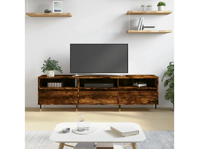 Tv-meubel | Tv-Bank | TV-kast150x30x44,5 cm bewerkt hout gerookt eikenkleurig