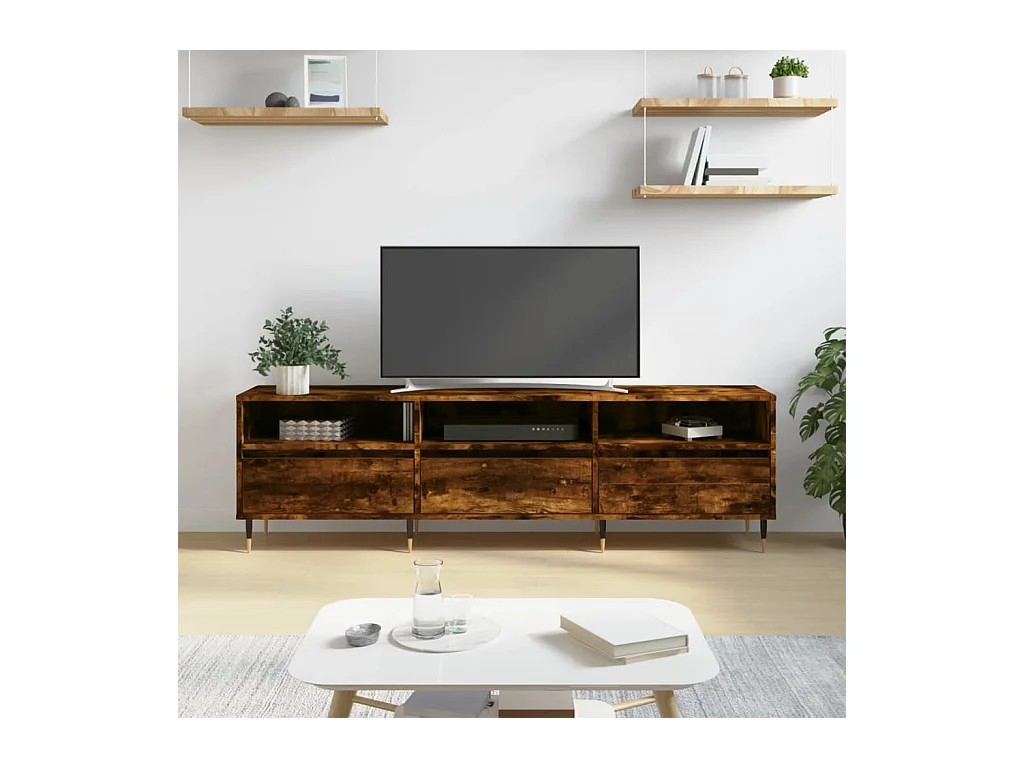 Tv-meubel | Tv-Bank | TV-kast150x30x44,5 cm bewerkt hout gerookt eikenkleurig
