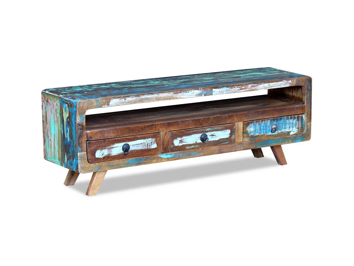 Mueble de TV con 3 cajones madera maciza reciclada ES75856