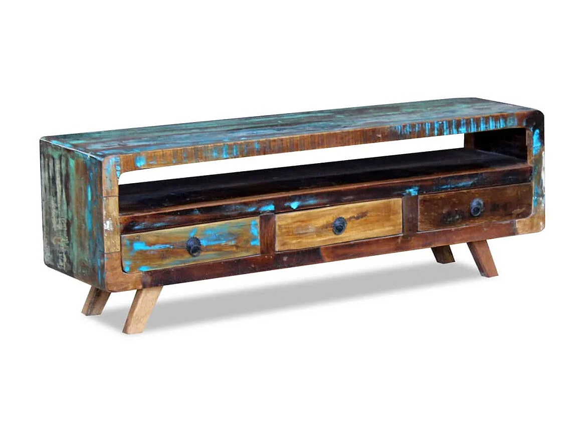 Mueble de TV con 3 cajones madera maciza reciclada ES75856