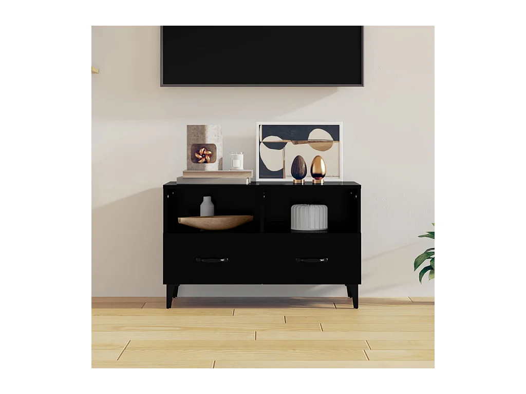Meuble TV Noir 80x36x50 cm Bois d'ingénierie BE62319