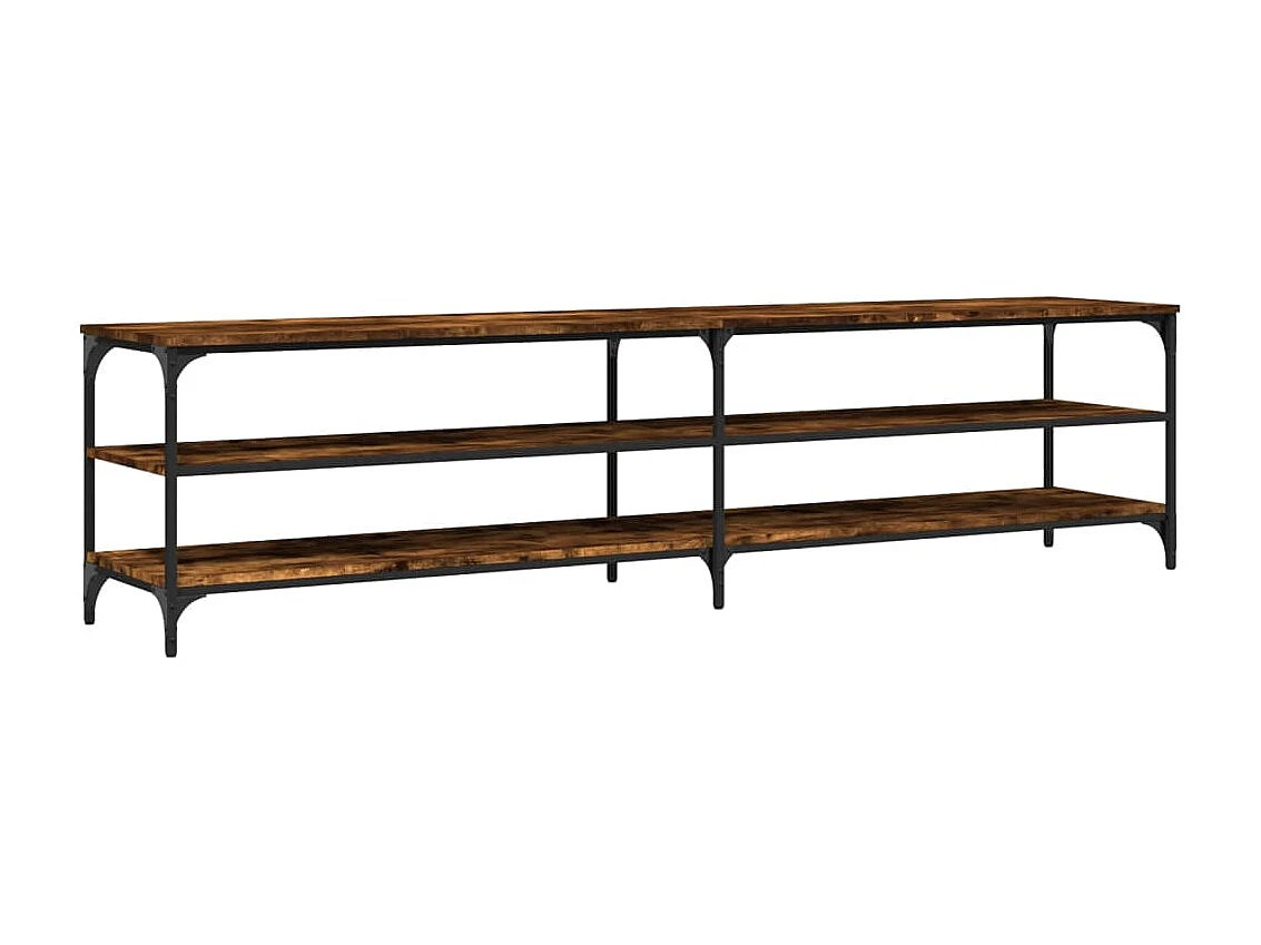 Meuble TV Chêne fumé 200x30x50 cm bois d'ingénierie et métal LWW46126