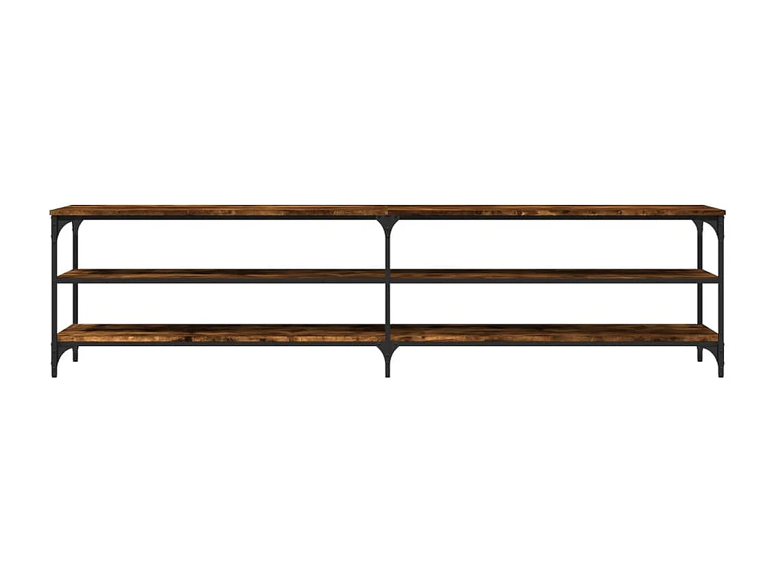 Meuble TV Chêne fumé 200x30x50 cm bois d'ingénierie et métal LWW46126