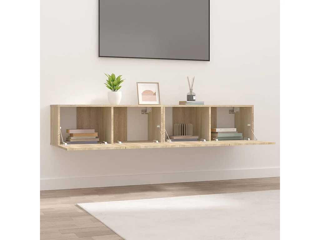 Meubles TV 2 pcs chêne sonoma 80x30x30 cm bois d'ingénierie BE76419