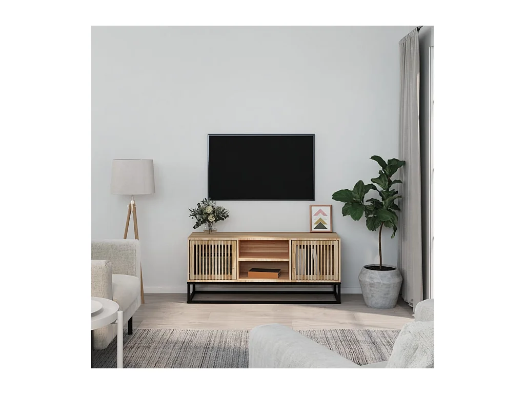Meuble TV 105x30x45 cm bois d'ingénierie et fer LWW45221