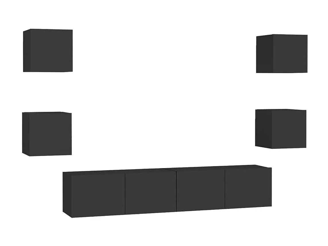 6-tlg. TV-Schrank-Set,TV-Möbel Schwarz Holzwerkstoff -gkd745574