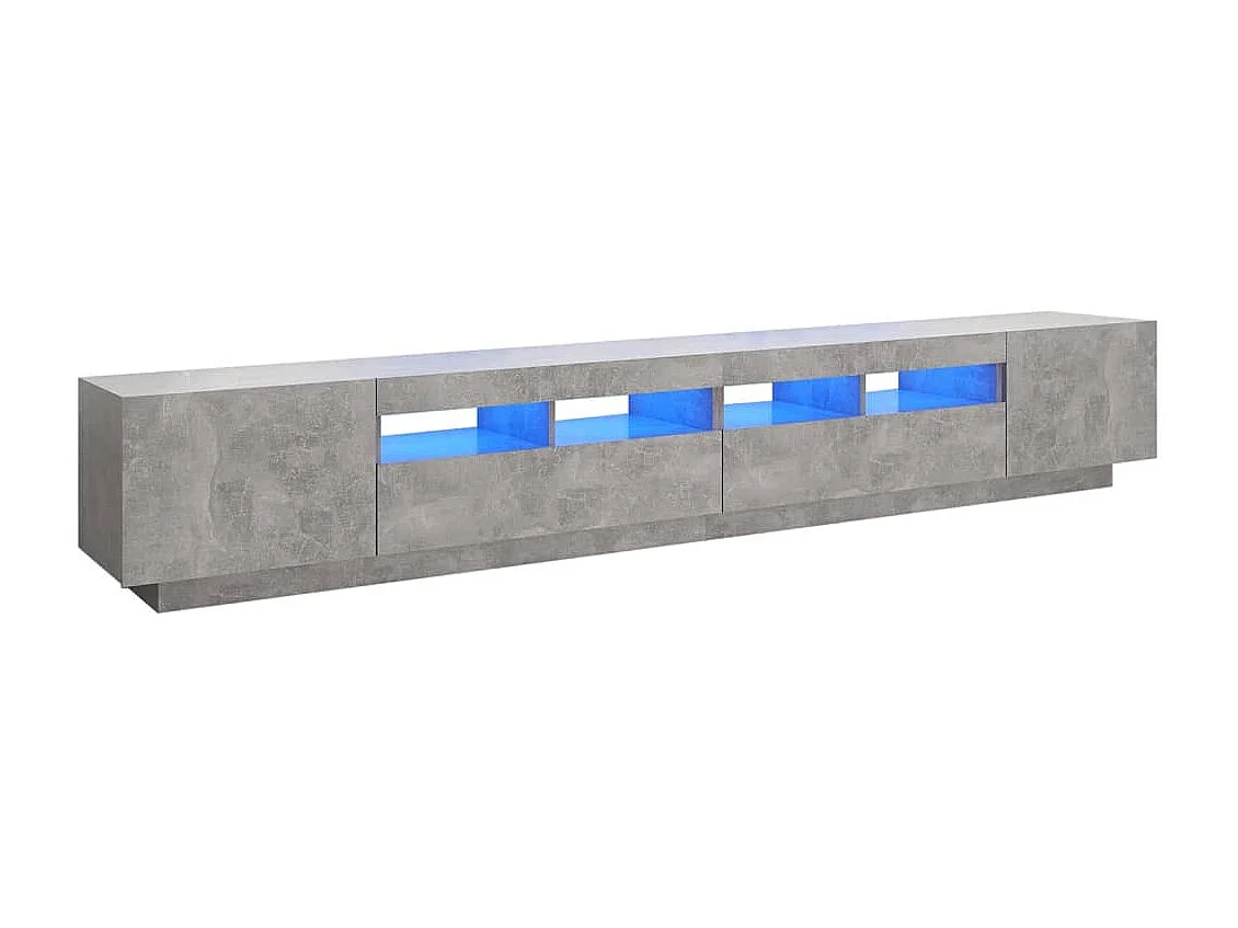 Mueble para TV con luces LED gris hormigón 260x35x40 cm ES60688