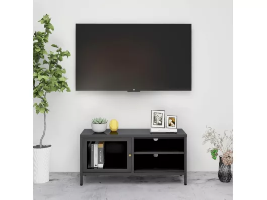 Kauf Unique TV-Schrank,TV-Möbel Anthrazit 90x30x44 cm Stahl und Glas -gkd619492