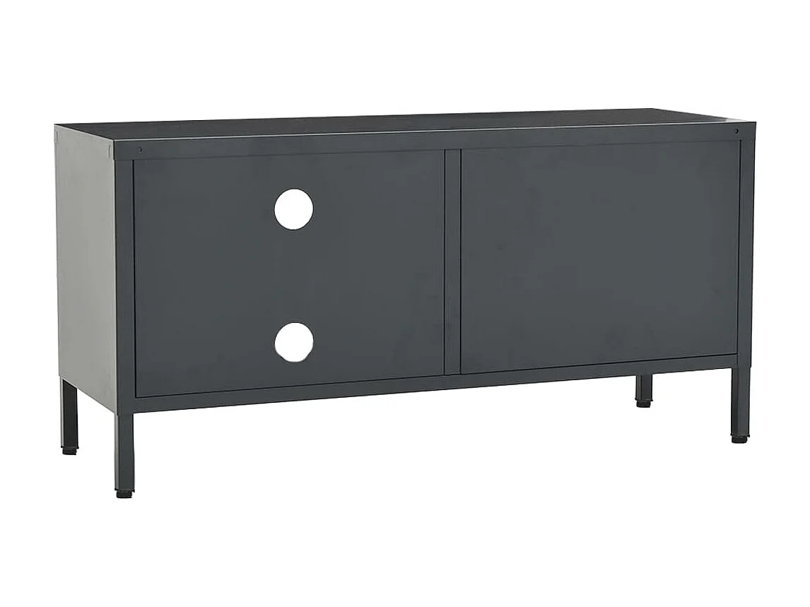 Meuble TV Anthracite 90x30x44 cm Acier et verre BE47627