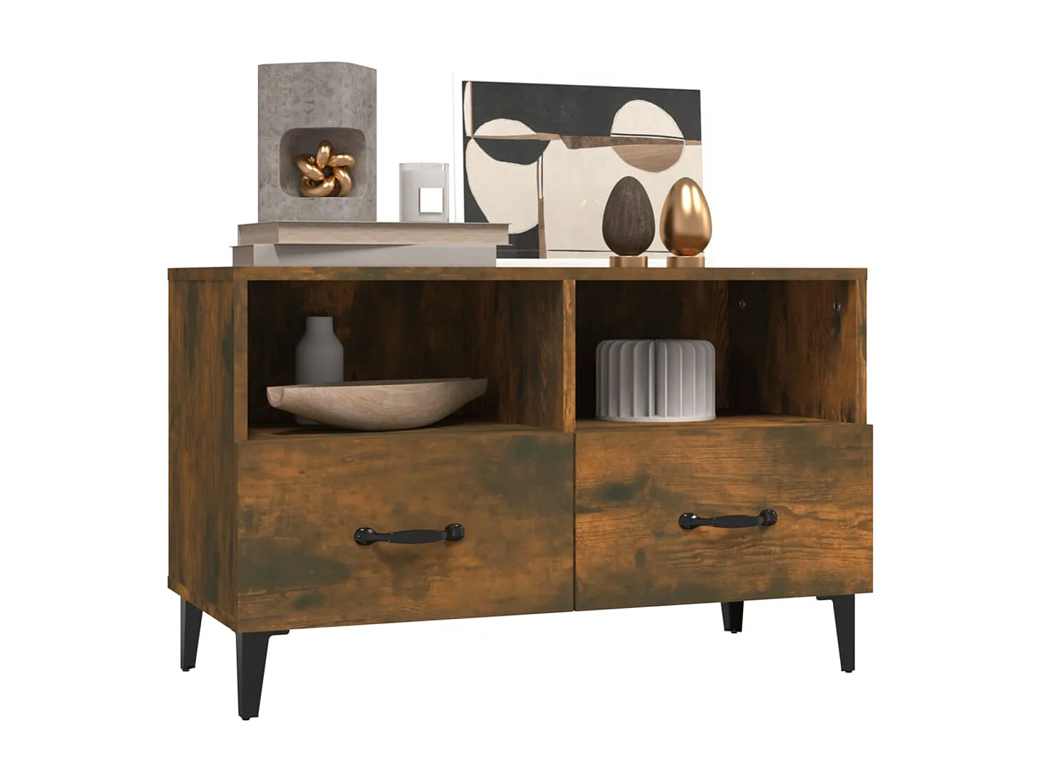 Meuble TV Chêne fumé 80x36x50 cm Bois d'ingénierie BE98477