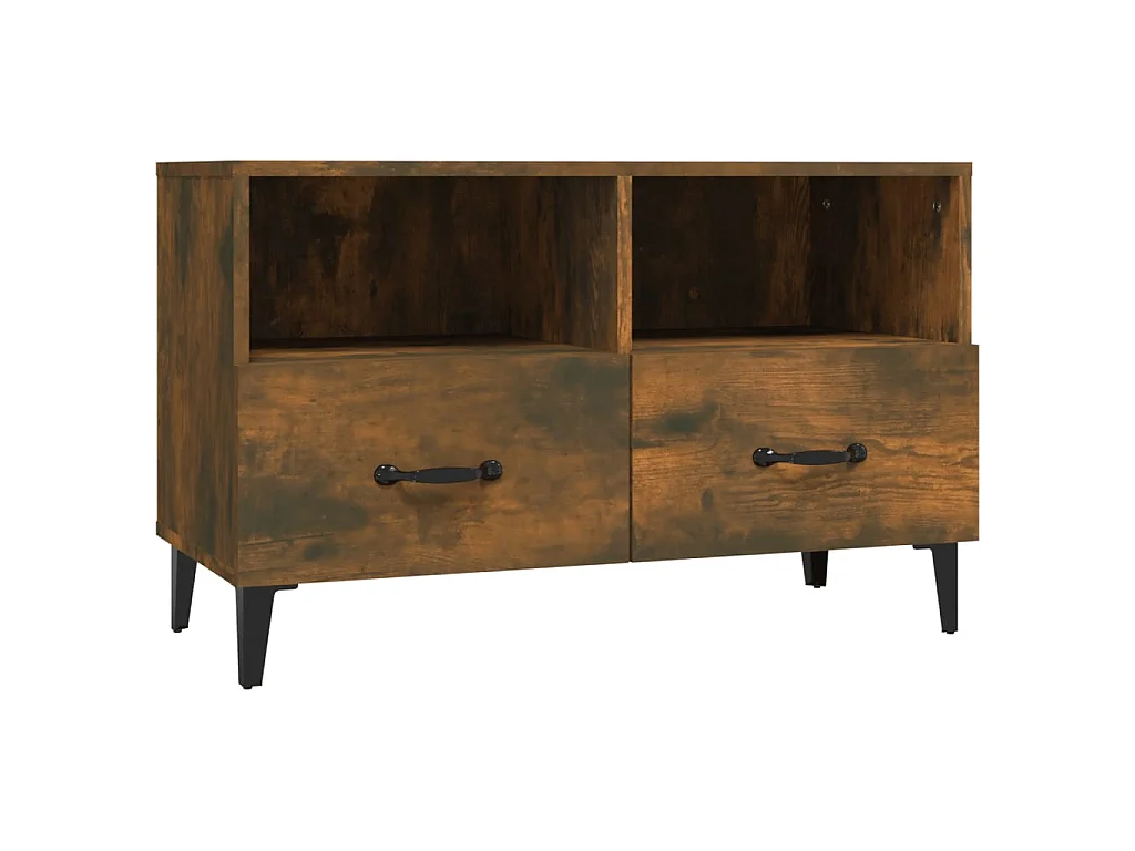 Meuble TV Chêne fumé 80x36x50 cm Bois d'ingénierie BE98477