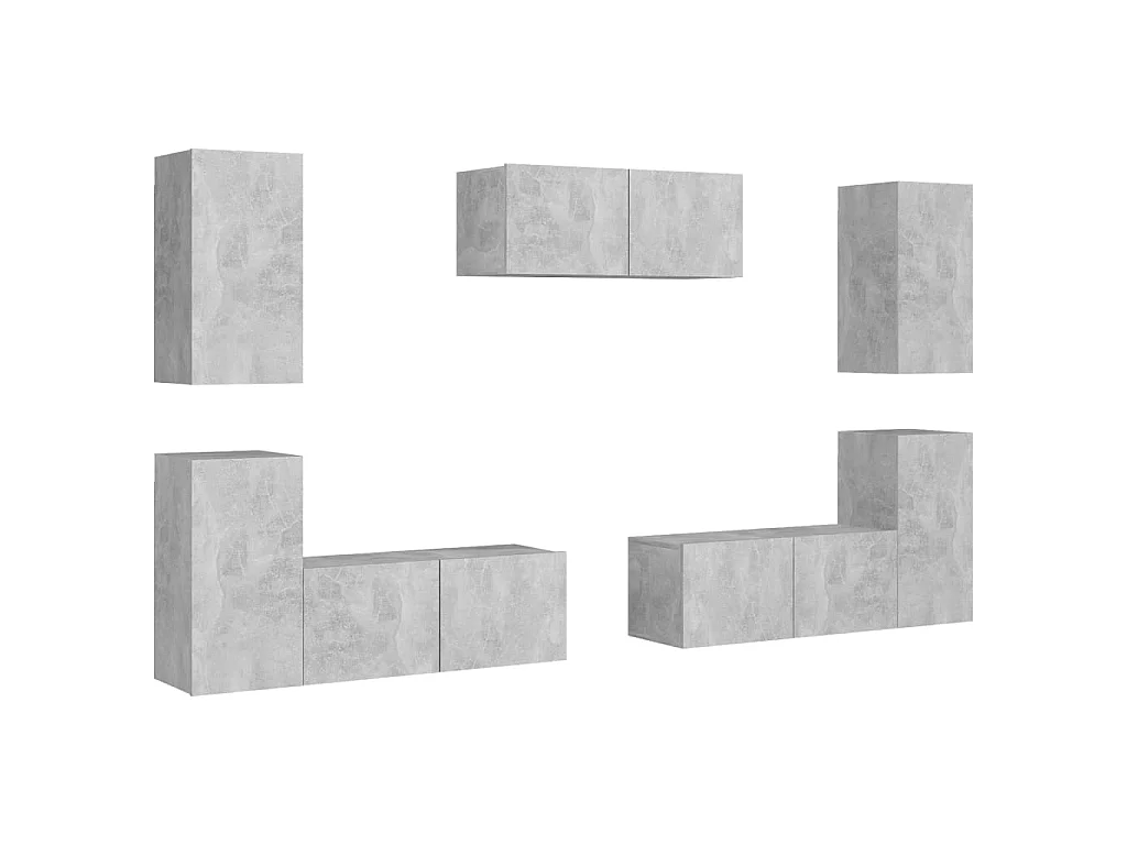 Set di Mobili Porta TV | Armadietti TV 7 pz Grigio Cemento in Legno Multistrato