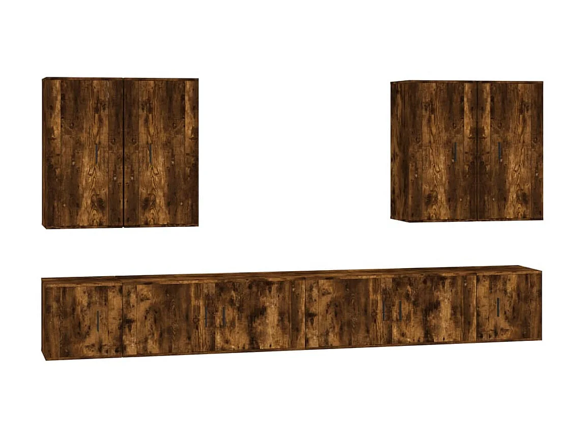 Ensemble de meubles TV 8 pcs Chêne fumé Bois d'ingénierie BE44253