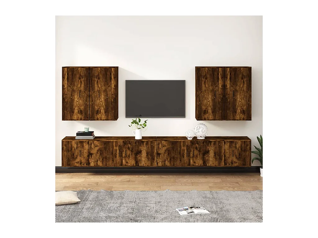 Ensemble de meubles TV 8 pcs Chêne fumé Bois d'ingénierie BE44253