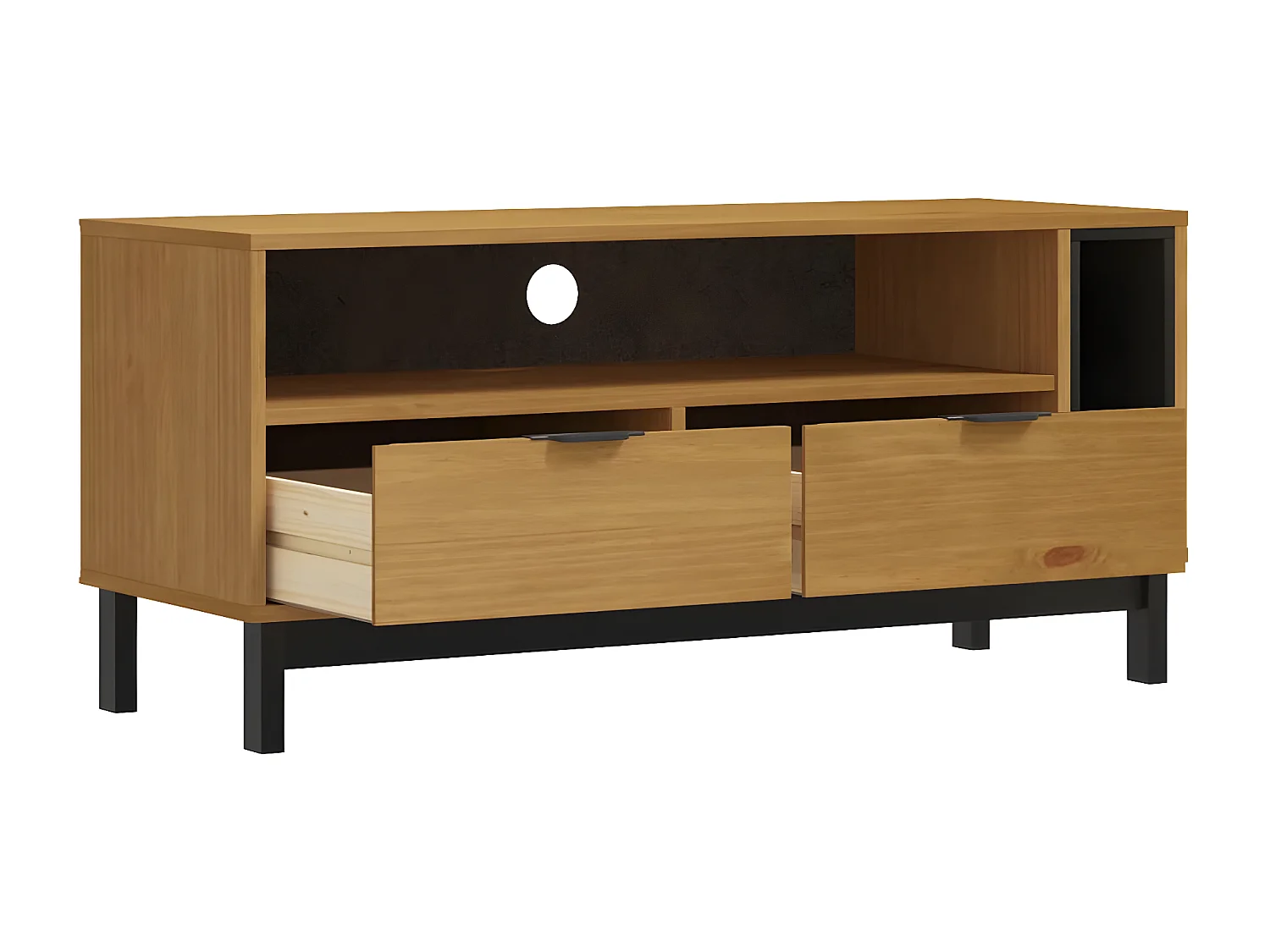 Meuble TV Moderne FLAM 110x40x50 cm bois massif de pin BE8850