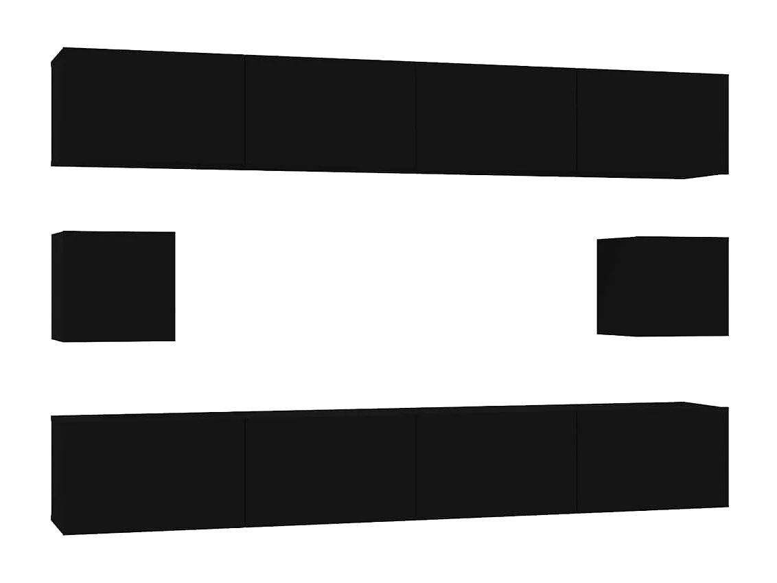 Conjunto móveis de TV 6 pcs madeira processada preto PT255988