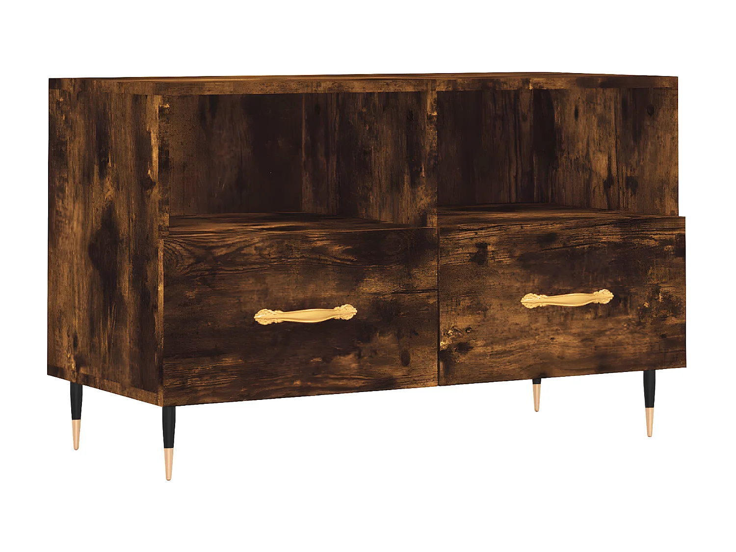 Meuble TV Chêne fumé 80x36x50 cm Bois d'ingénierie BE87454