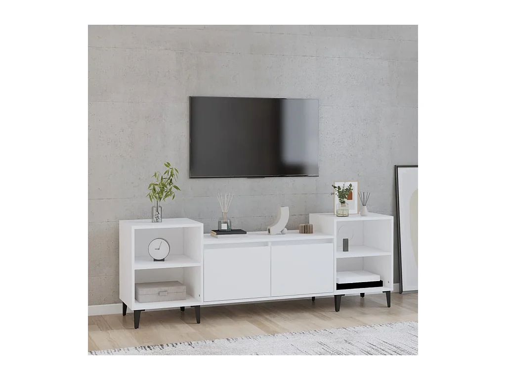 Meuble TV Blanc 160x35x55 cm Bois d'ingénierie BE39478