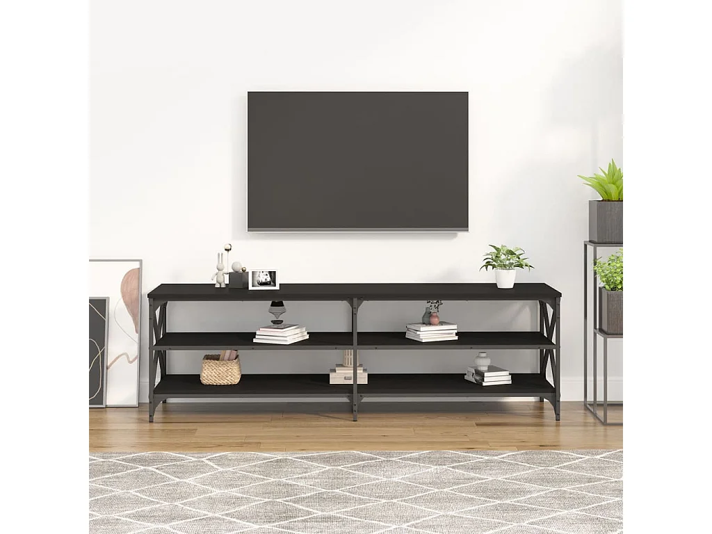 Tv-meubel 160x40x50 cm bewerkt hout zwart NL600140