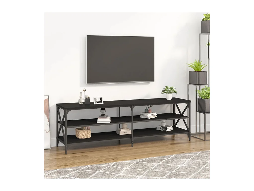 Meuble TV Noir 160x40x50 cm bois d'ingénierie BE33782