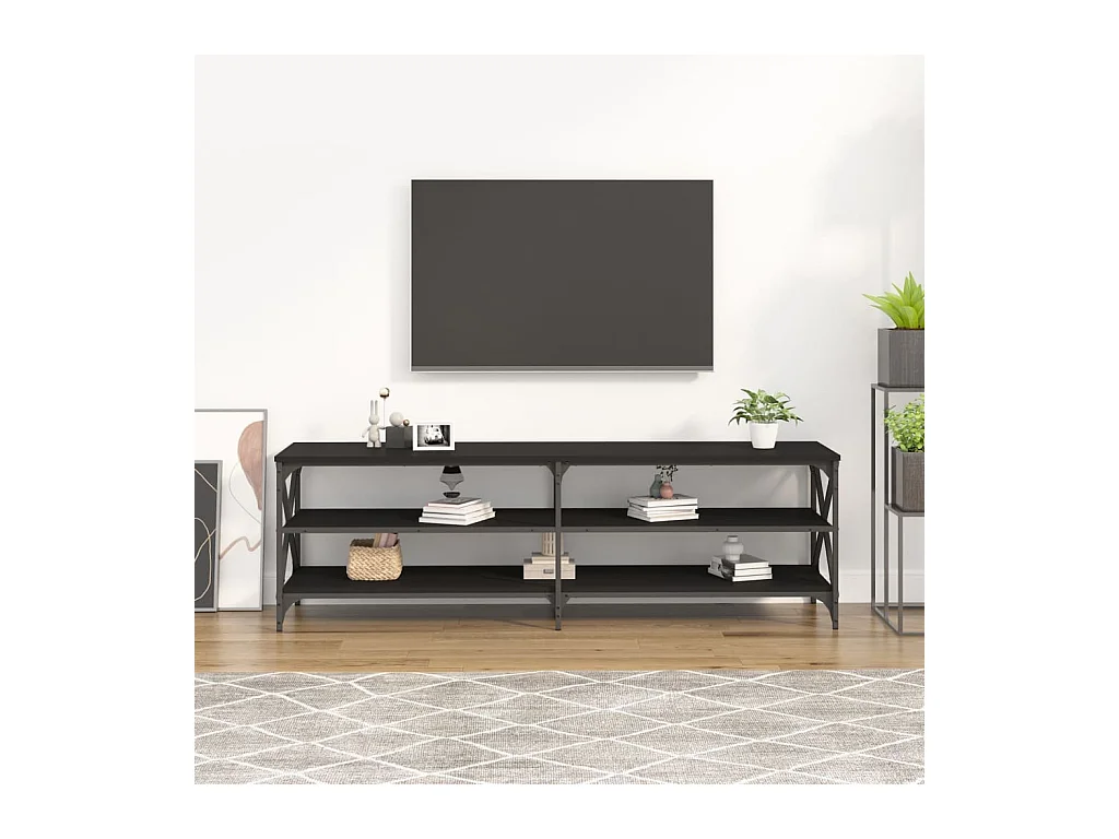 Meuble TV Noir 160x40x50 cm bois d'ingénierie BE33782