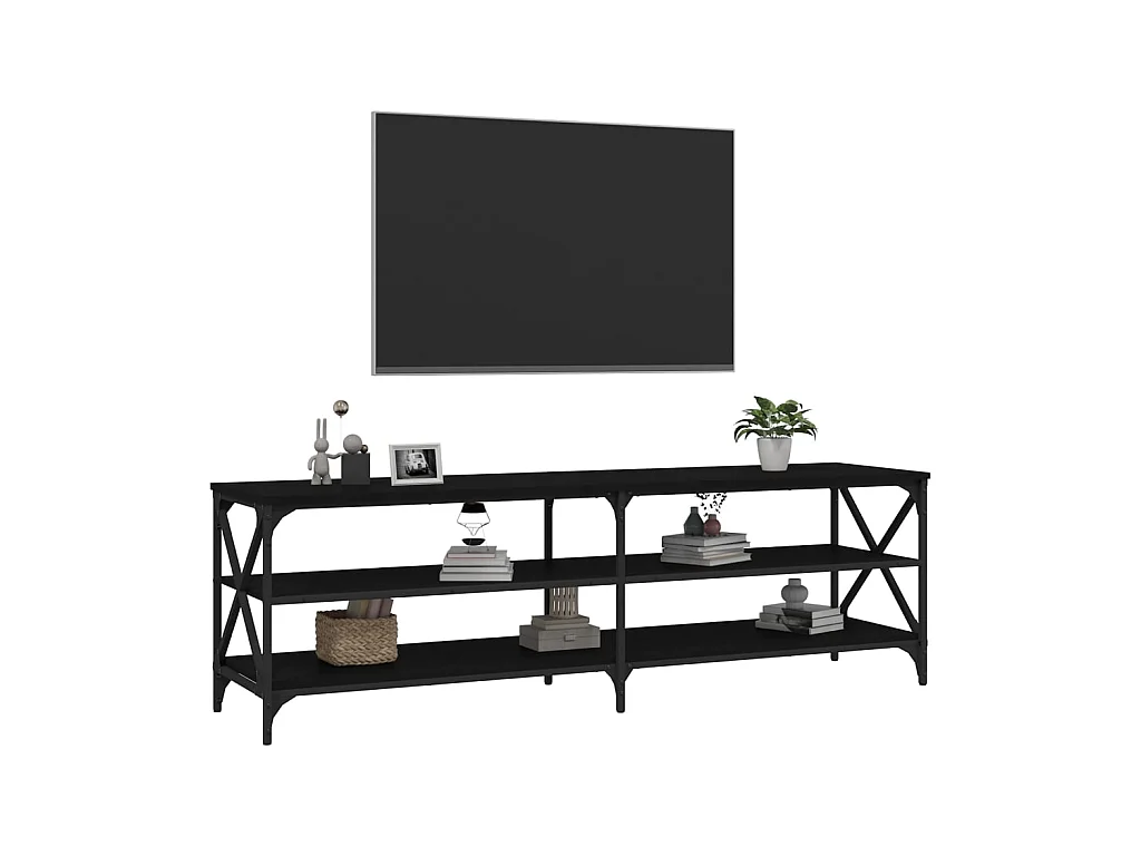Meuble TV Noir 160x40x50 cm bois d'ingénierie BE33782
