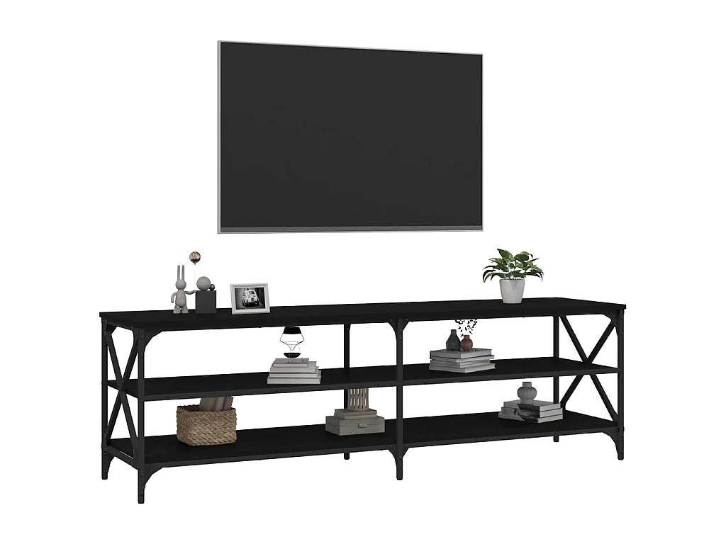 Meuble TV Noir 160x40x50 cm bois d'ingénierie BE33782