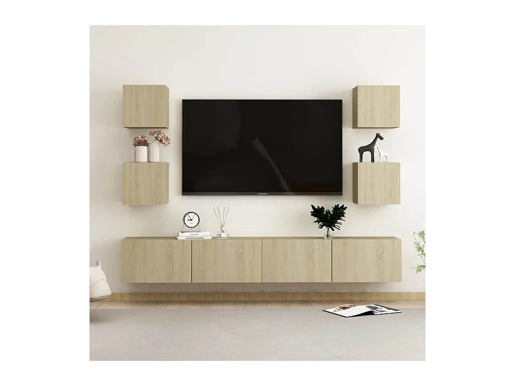 6-delige Tv-meubelset bewerkt hout sonoma eikenkleurig NL39536