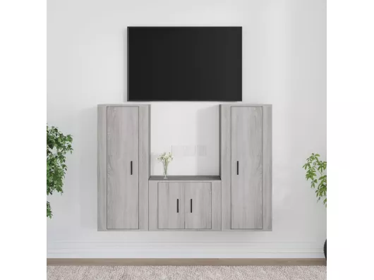 Kauf Unique 3-tlg. TV-Schrank-Set,TV-Möbel Grau Sonoma Holzwerkstoff -gkd561759