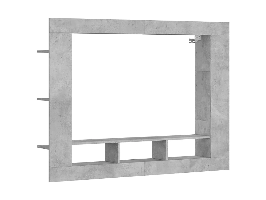 Meuble TV Moderne gris béton 152x22x113 cm bois d'ingénierie BE4410
