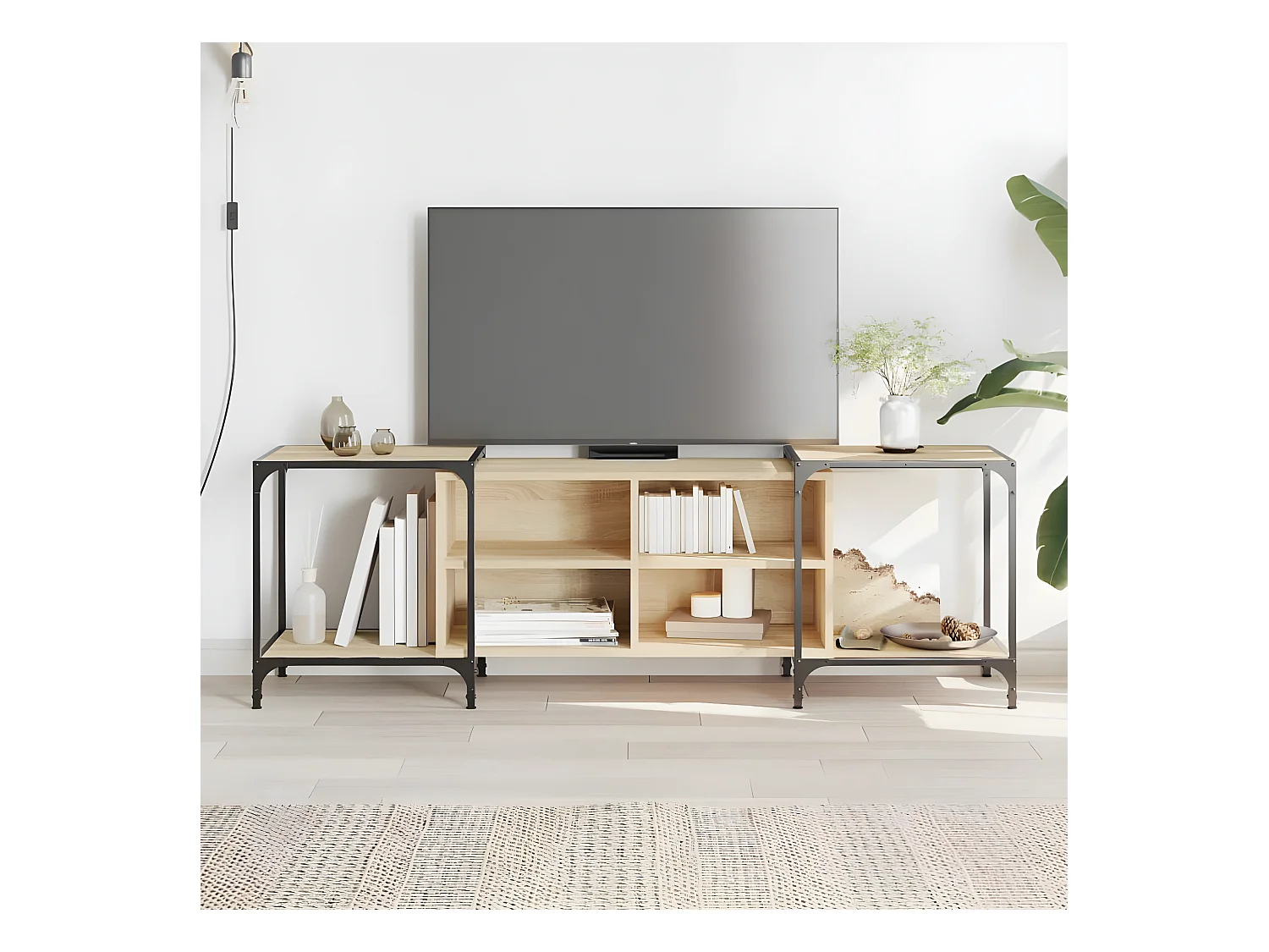 Meuble TV chêne sonoma 153x37x50 cm bois d'ingénierie BE61186