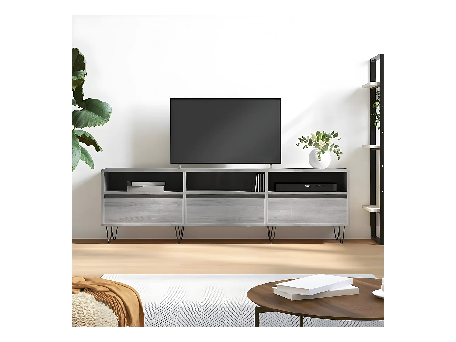 Tv-meubel 150x30x44,5 cm bewerkt hout grijs sonoma eikenkleurig NL427538