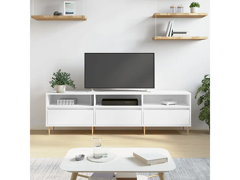 Meuble TV blanc 150x30x44,5 cm bois d'ingénierie BE35792